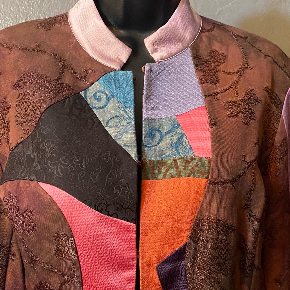 Chicos Design Mixed Fabrics Patchwork Jacket - image 2